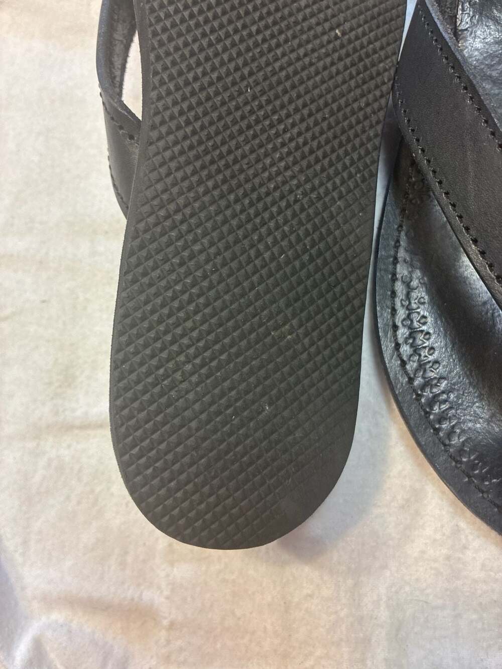 Komuka Handcrafted Black Leather Thong Sandals Flip Flops Size 40 - Picture 7 of 8